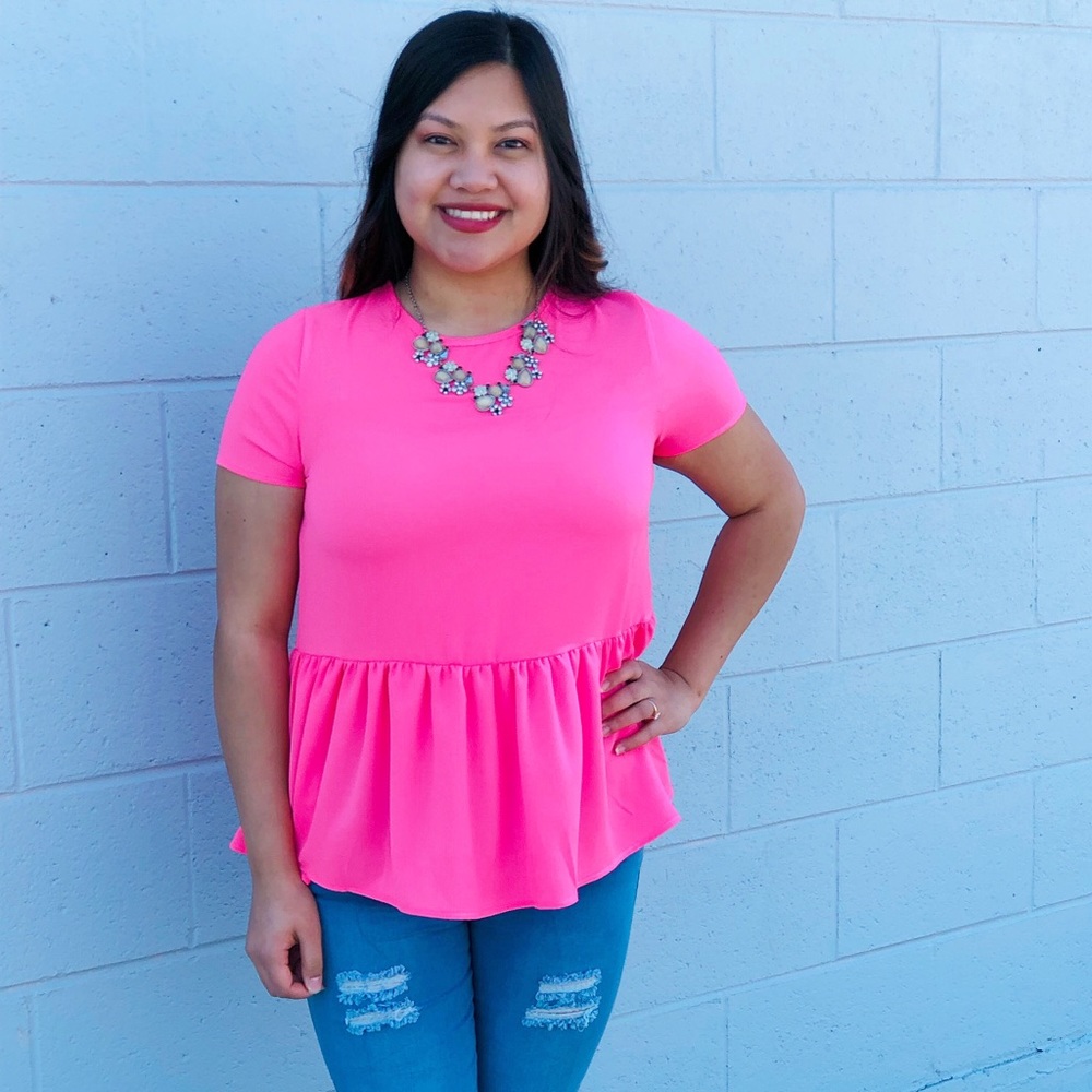 Sweet Claire Hot Pink Peplum Top